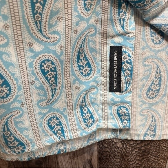 Gear Seven Collection- Blue Paisley Western Button Down Shirt- Sz. L - Picture 6 of 6